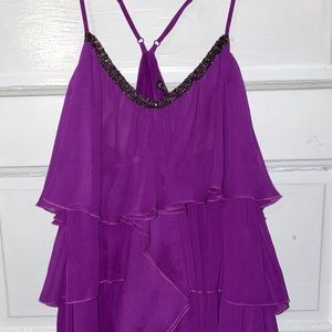 Express Purple Ruffle Lated Crossback Blouse